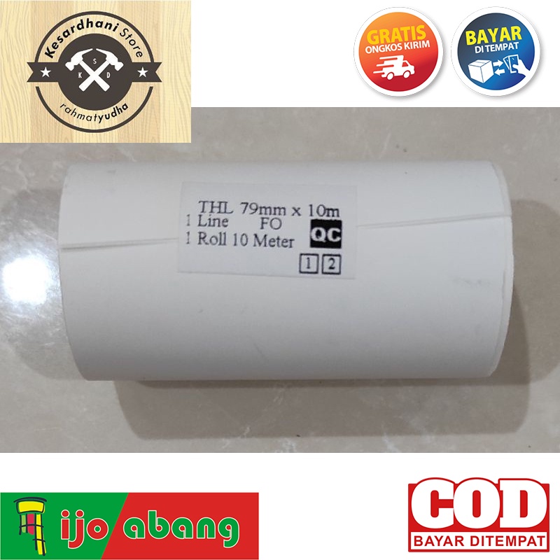 Sticker Thermal Label 80mm x 10m stiker barcode termal 80 mm 10meter Roll Printer Bluetooth Resi Pengiriman 8cm 8 cm 10 meter m