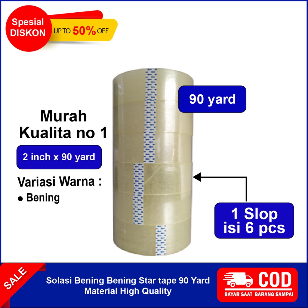 

LAKBAN BENING LAKBAN COKLAT SOLASI ISOLASI SOLATIP BENING COKLAT 2 inch 4,5cm x 90 YARD STAR TAPE MURAH
