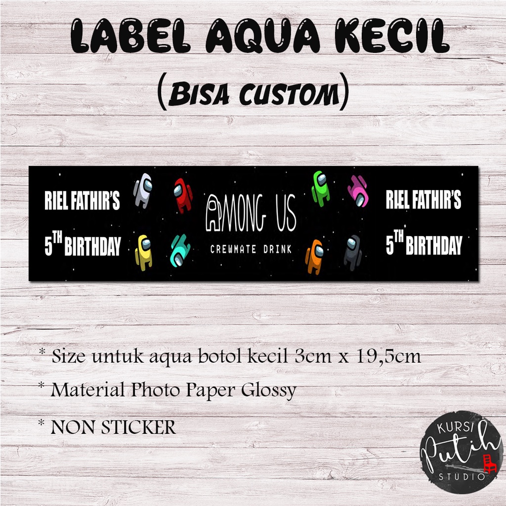 

Label aqua botol kecil bahan non sticker tema among us