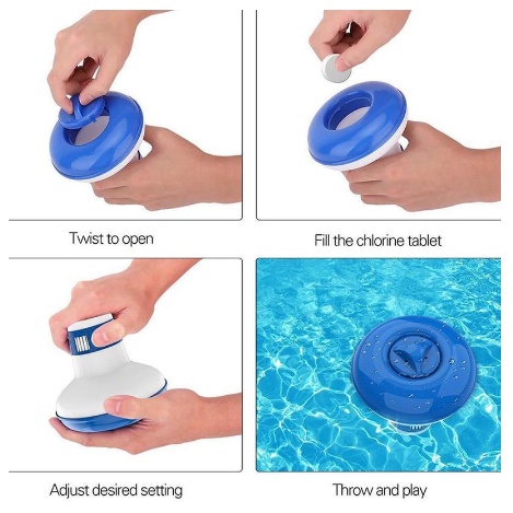 Pool Cleaning Floating Chlorine Klorin Dispenser Pelampung Tablet + 100g Obat Pembersih Kolam Renang-6