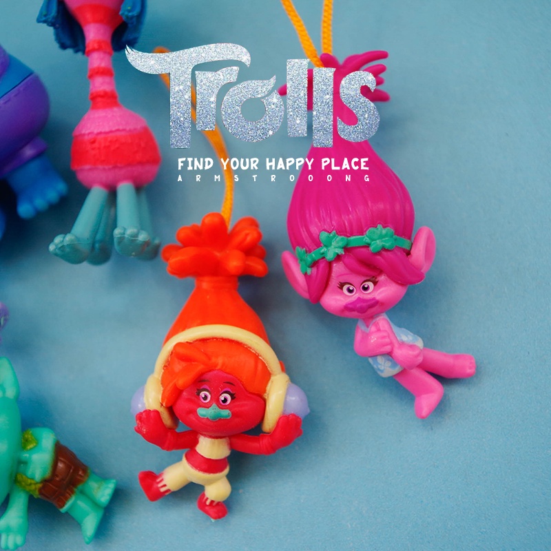 6pcs / set Gantungan Kunci Boneka Action Figure Trolls Bahan PVC