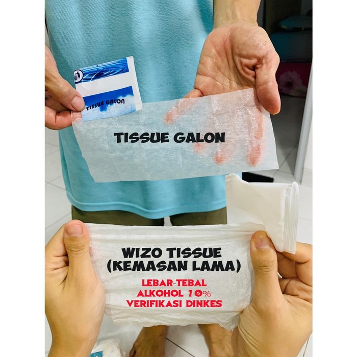 Wizo Hand Clean Wet Tissue Alkohol 70% - isi 100pcs ORIGINAL