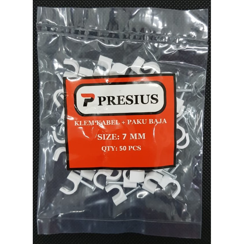 PRESIUS KLEM KABEL PAKU BAJA BETON NO 7 MM (HARGA GROSIR) ISI 50 PCS ASLI ORIGINAL 7MM  alat listrik