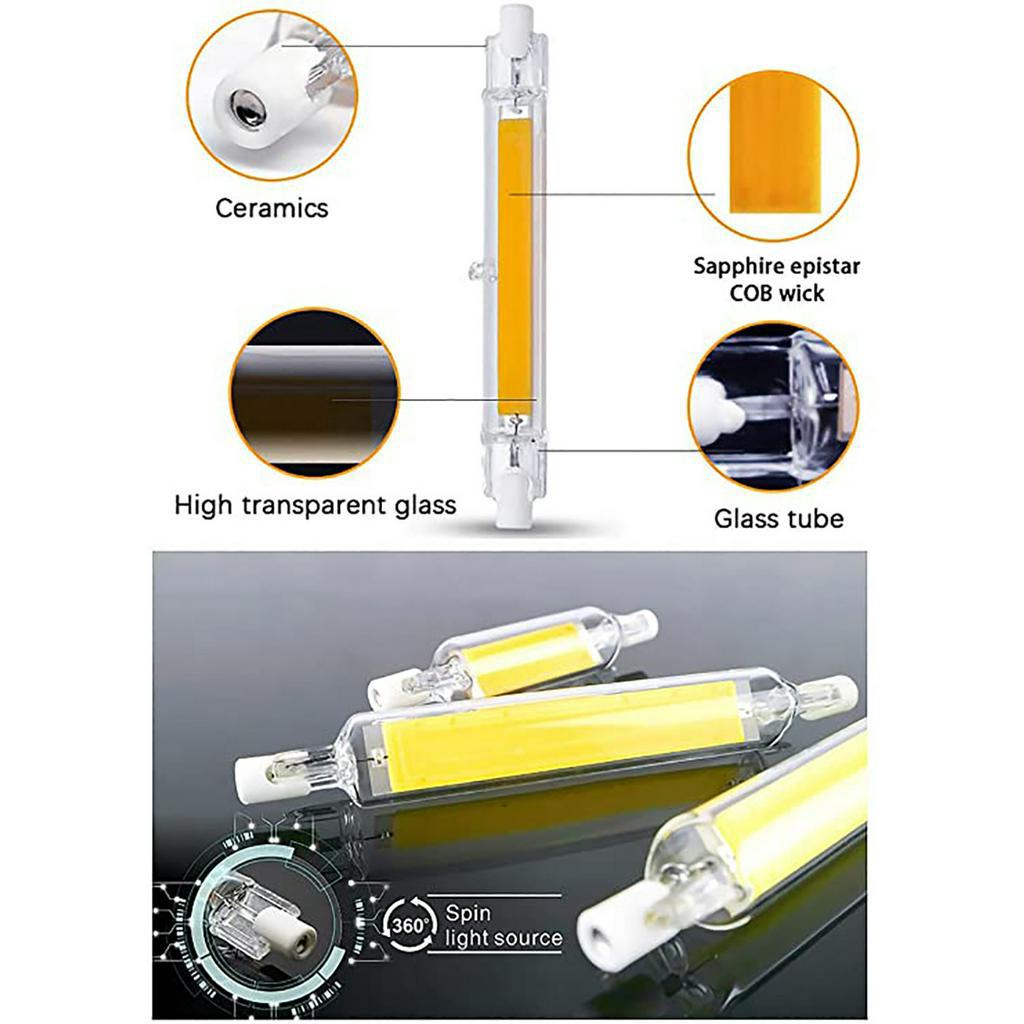 Lampu LED COB R7S Halogen Glass Tube 78 mm 6 W - JS78 - Transparent