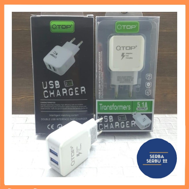 QTOP Charger Original 2Usb Fast Charger SERIES TRANSFORMER