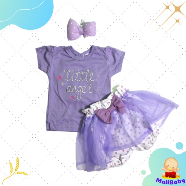 Baju Bayi Perempuan 2 3 4 5 6 9 Bulan Setelan Pakaian Bayi cewek Celana Tutu Little Angel