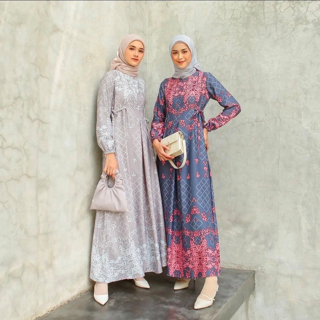 Viona Dress - Gamis Terbaru Maxmara Lux  Premium Dress Wanita Lengan Panjang Maxi Dress Kekinian LD 110 cm