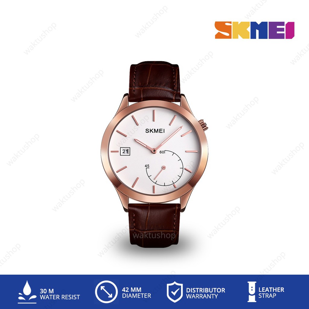 SKMEI 1581 Original Jam Tangan Analog Leather Kulit Jam Tangan Tahan Air
