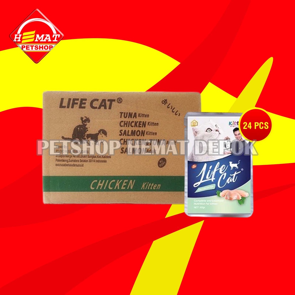 Makanan Basah Kucing Life Cat Sachet Pouch Grosir Dus isi 24 PCS 85 GR