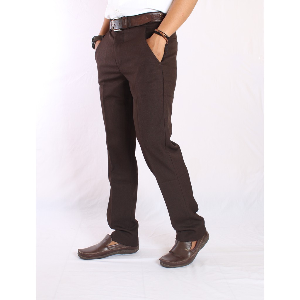 celana kantor coklat formal pria slimfit / celana kain pria / celana bahan dasar pria