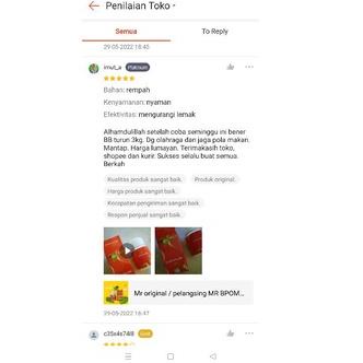 "NL. 277922" Mr original / pelangsing MR BPOM / pelangsing MR