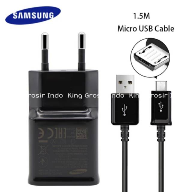 Charger Samsung Micro Usb 2A 15W Fast Charging Original 100% Type Note4 Note 4 5 S6 S6 Edge S7 Edge