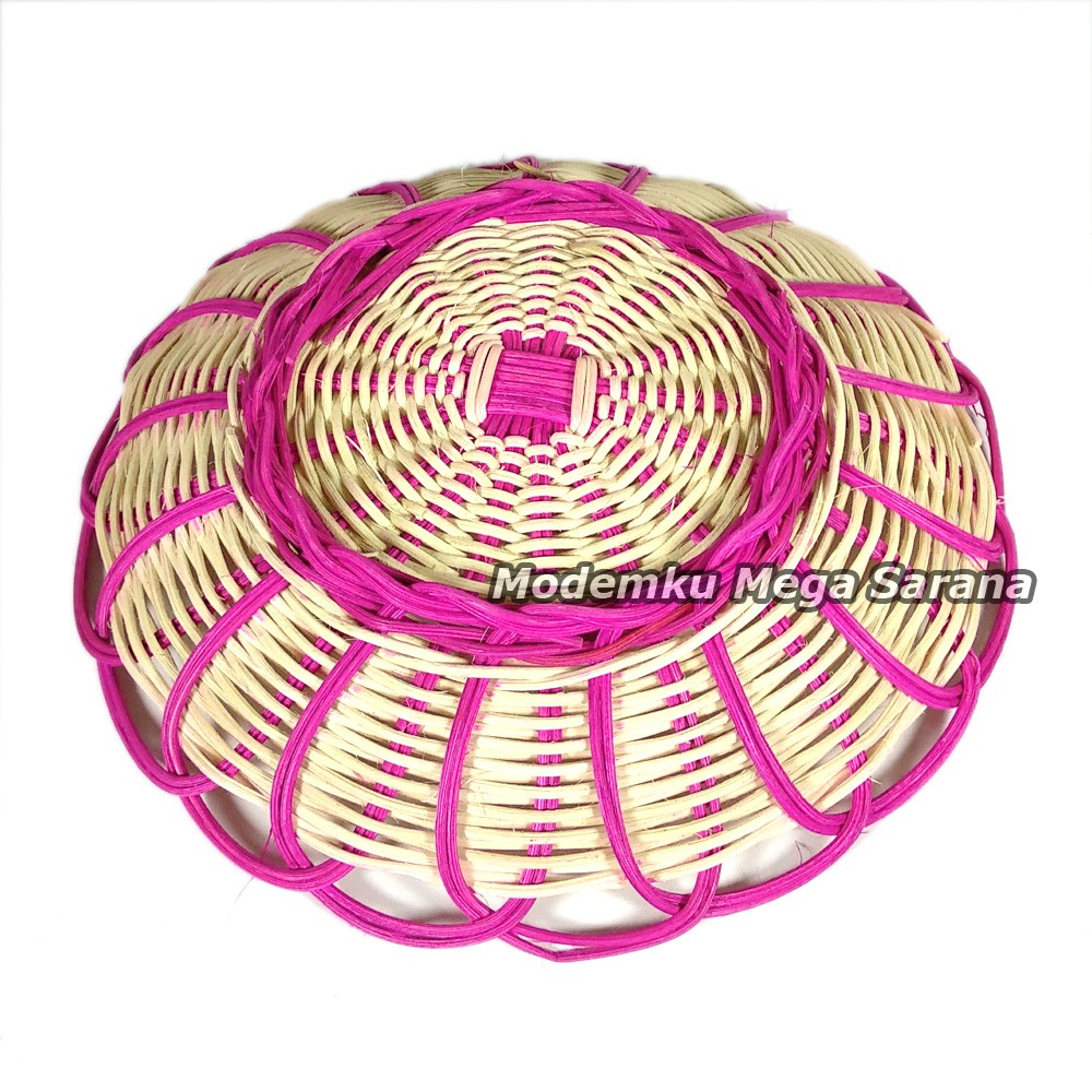 Piring Rotan Anyaman Diameter 23cm - warna warni