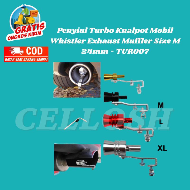 Penyiul Turbo Knalpot Mobil Whistler Exhaust Muffler Size M 24mm