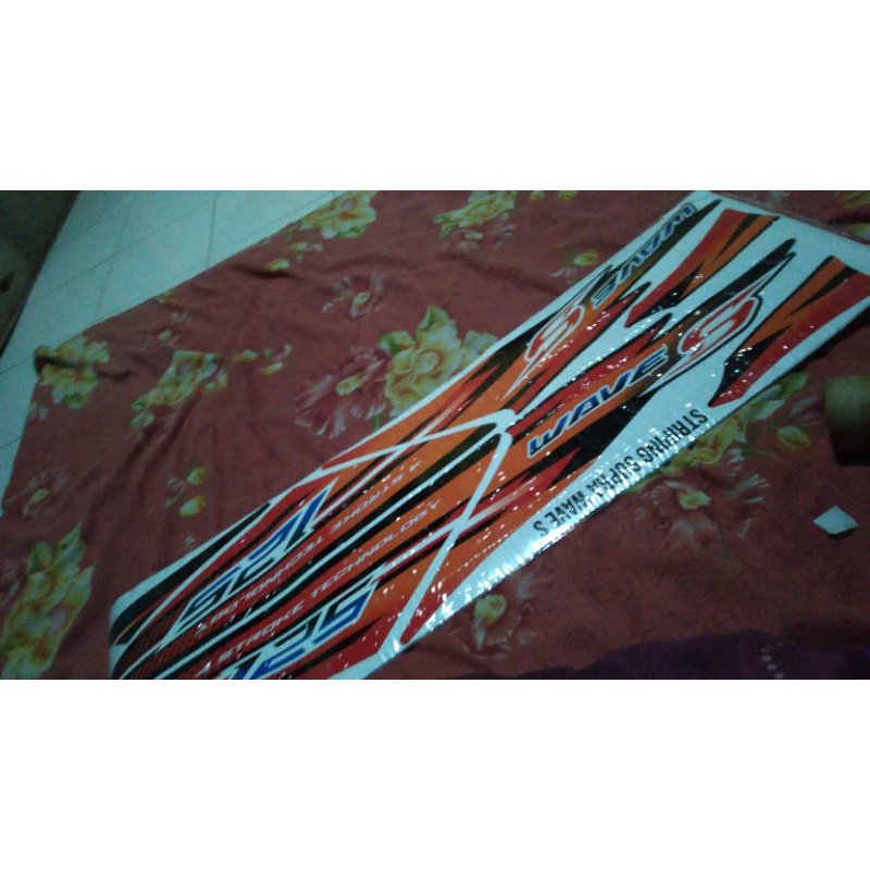 striping wave 125 merah oren