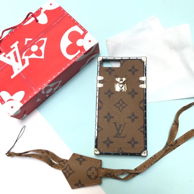 Case Casing HP LV Louis Vuitton Eye Trunk Monogram Iphone 6/7/6P/7P Soft Brown