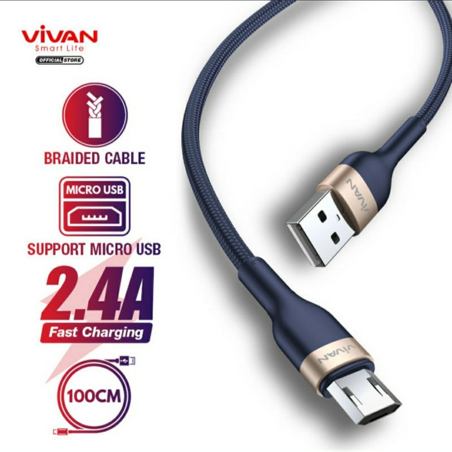 Vivan Kabel Data Micro USB 2,4A VIVAN VXM100 Strong Aluminium Alloy