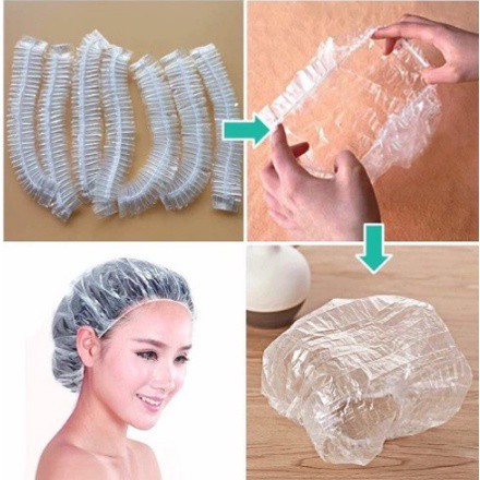 SHOWER CAP TRANSPARAN / SHOWER CAP / PENUTUP RAMBUT KEPALA PLASTIK BENING / PELINDUNG CAT RAMBUT
