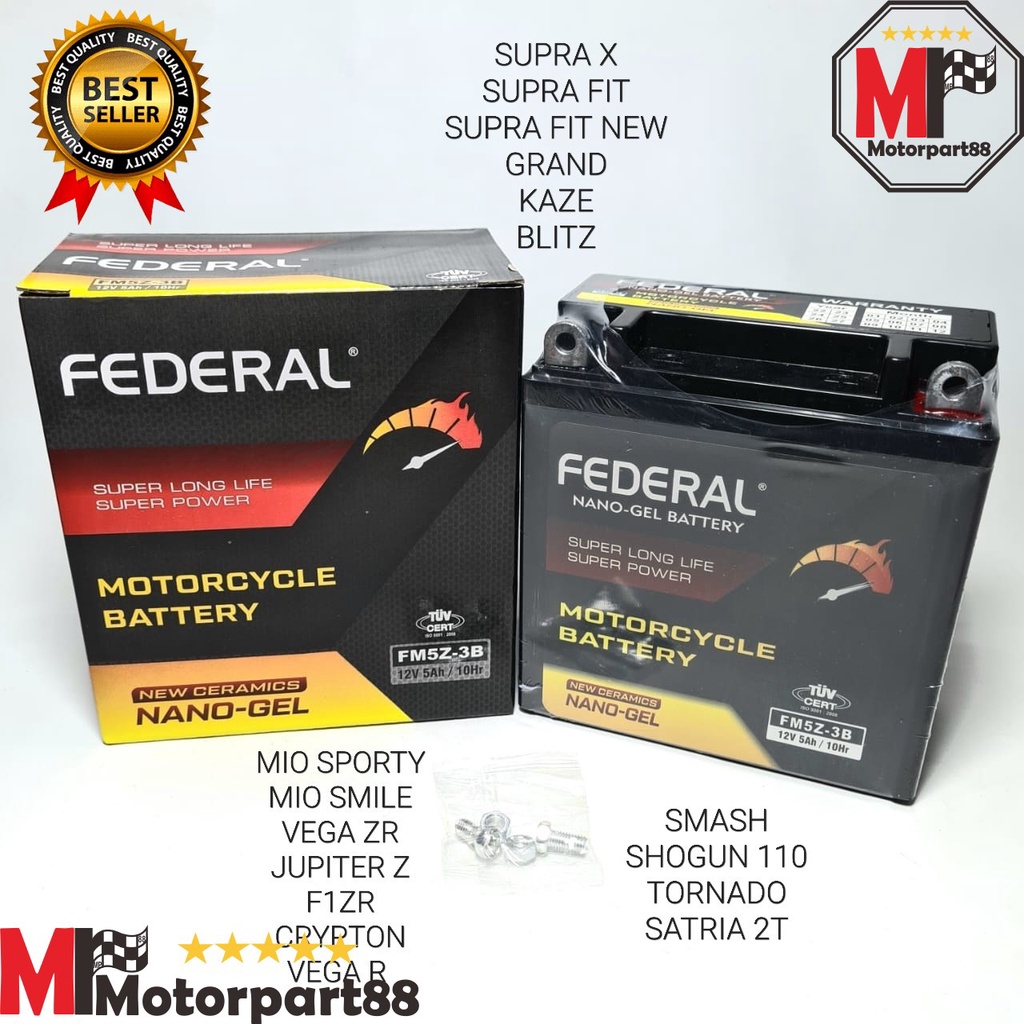 AKI KERING NANO GEL FM5Z GM5Z - 3B 12V 5AH MIO JUIPTER SUPRA X SMASH