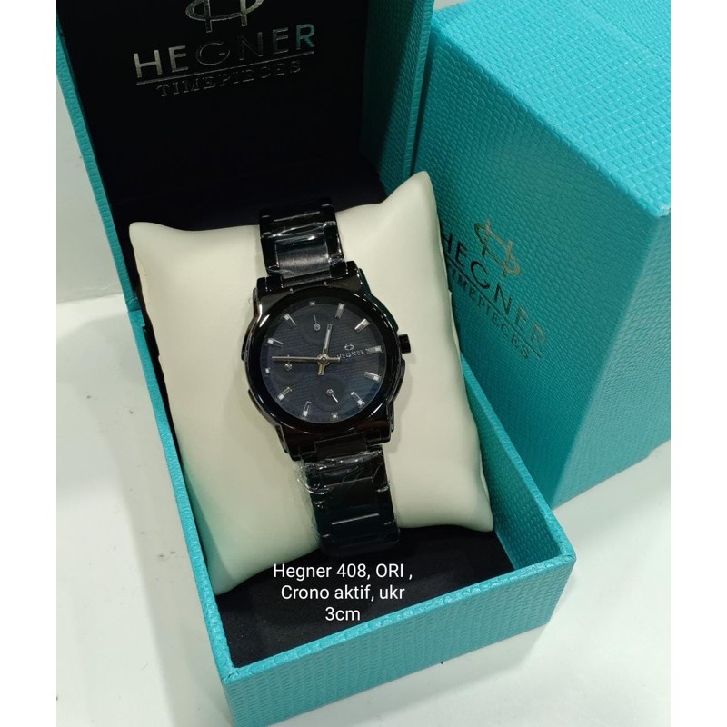 Jam Tangan Wanita Ori Hegner 408 Crono Aktif Stainlees Steel