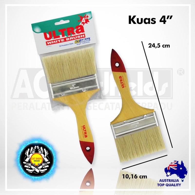 KUAS CAT 4" KUAS 4 INCH ULTRA WHITE BRUSH ACE OLDFIELDS KUAS BULU PUTIH 4 INCI BULU PANJANG TEBAL TI