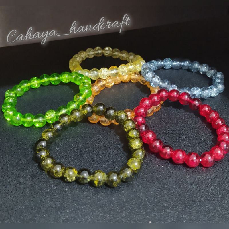 Gelang Batu Motif Batu Pecah 8MM Karet Premium