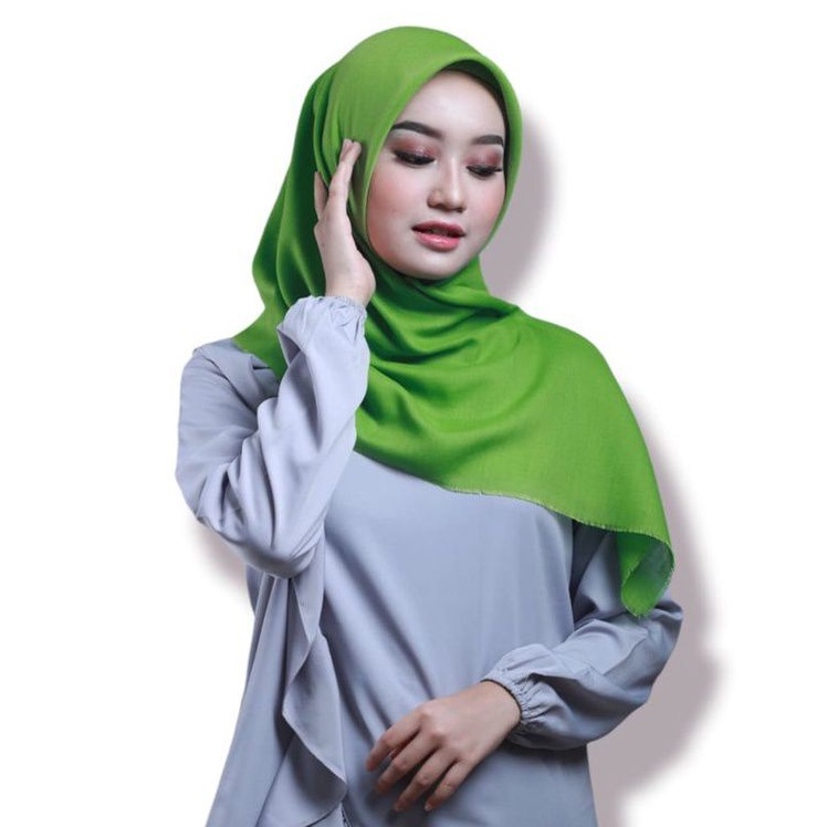 ✅ 100% ORI Original Jilbab Saudia Rawis Segi Empat Ansania - Hijab Segiempat Polos Seri Warna Hijau
