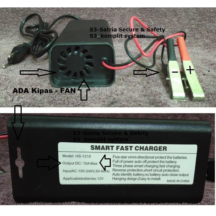 Otomotif - Charger Aki Portable - Aki Mobil Cas Aki Mobil 12V 10A / Charger Aki Mobil 10 A Smart