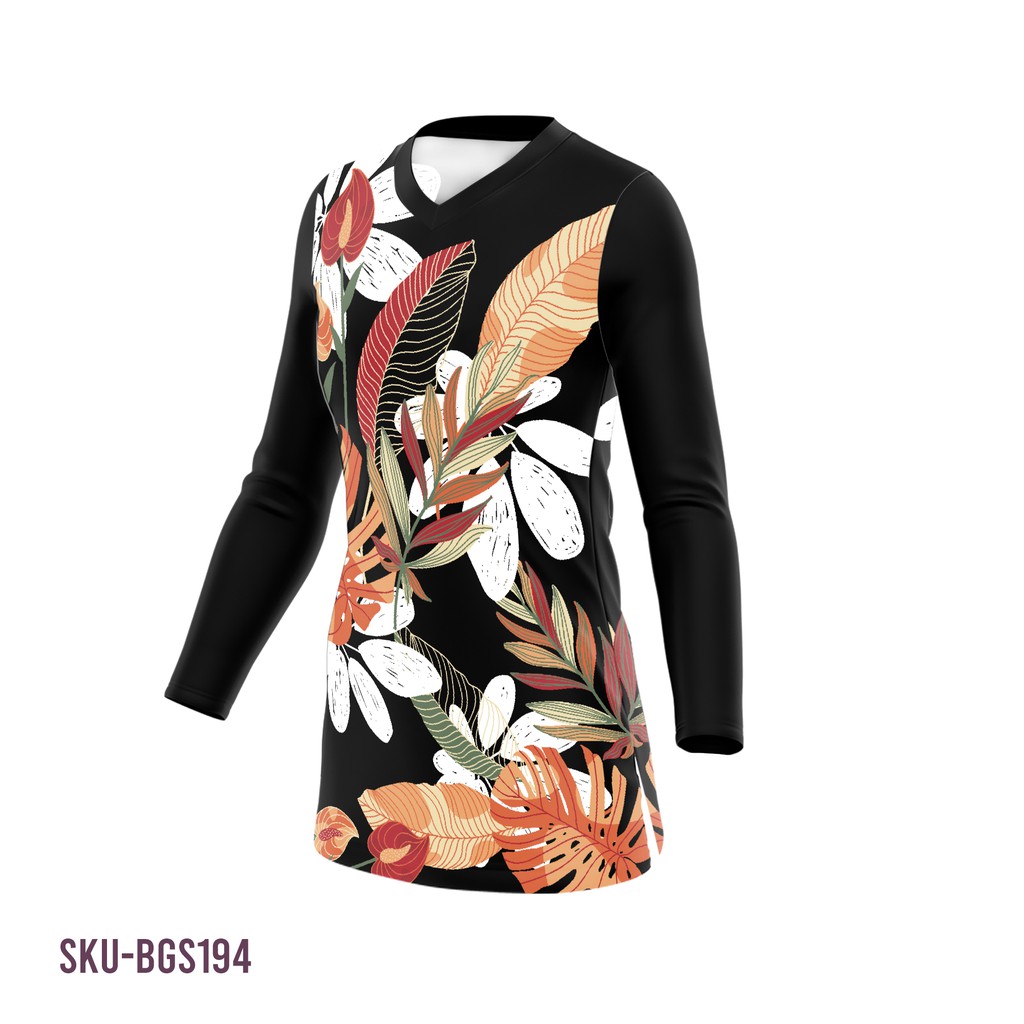 Baju Jersey Sepeda Gowes Baju Tunik Wanita Muslim Muslimah Lengan Panjang Full Printing BGS194