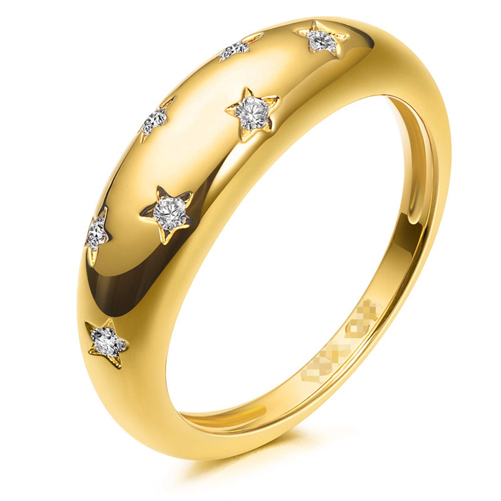 【COD Tangding】Cincin Bentuk Bintang Warna Emas Ukuran 7-10 Untuk Wanita