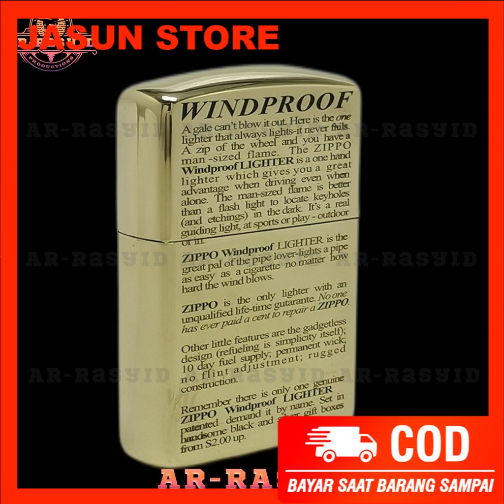 Korek Api Minyak Zippo Gold Ukir Motif Zippo Windproof 168 3962-6