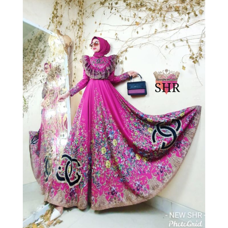 Maxidress Rumbai ORI SHR - Maxi Rempel Scuba Premium ORI SHR - Gamis SHR Terbaru - Good Quality