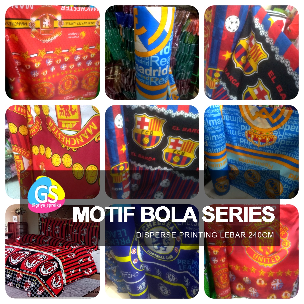 Bahan Kain Sprei Meteran Katun Microtex Disperse Motif Bola