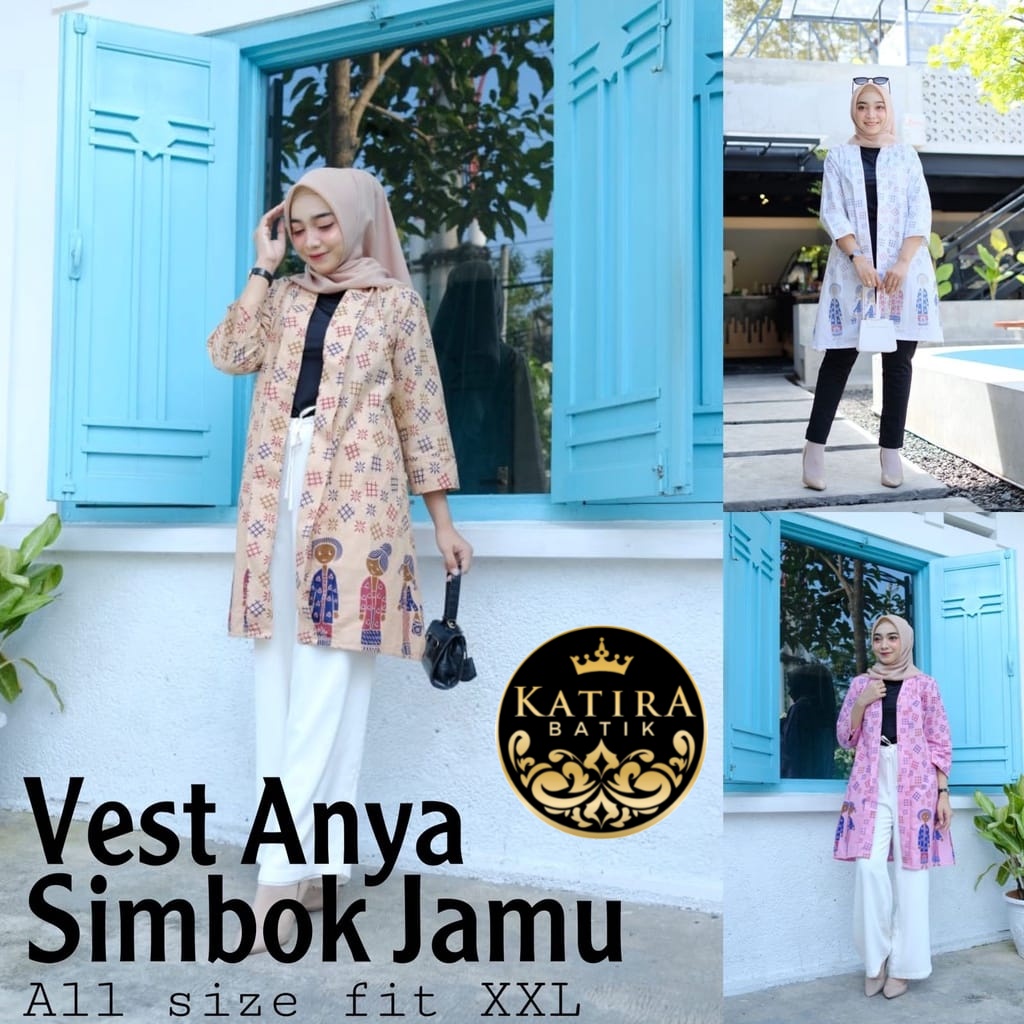 CARDIGAN VEST ANYA SIMBOK JAMU OUTER SUPER JUMBO MANTEN CARDI  BATIK KARDIGAN OUTER CARDIGAN WANITA CARDI BATIK CARDI NIKAHAN SERAGAM KONDANGAN KANTOR HANDMADE LD 120