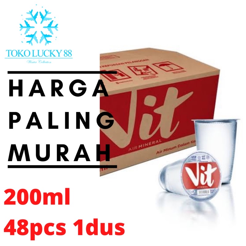 Air Minum Mineral Kemasan Vit Gelas 200 ml isi 48 pcs 1 dus