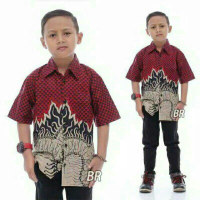Batik Couple Keluarga Sania Ruffle Ori Ndoro Jowi Dnt Motif Bara Api Merah