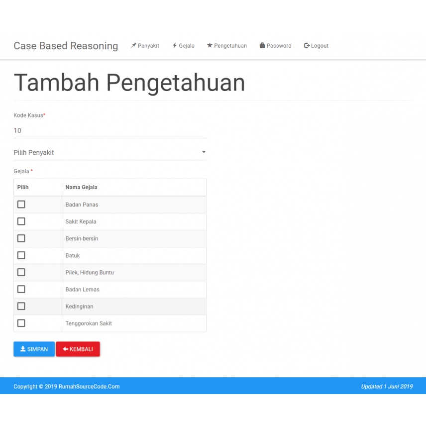 Source Code Sistem Pakar Metode CBR PHP