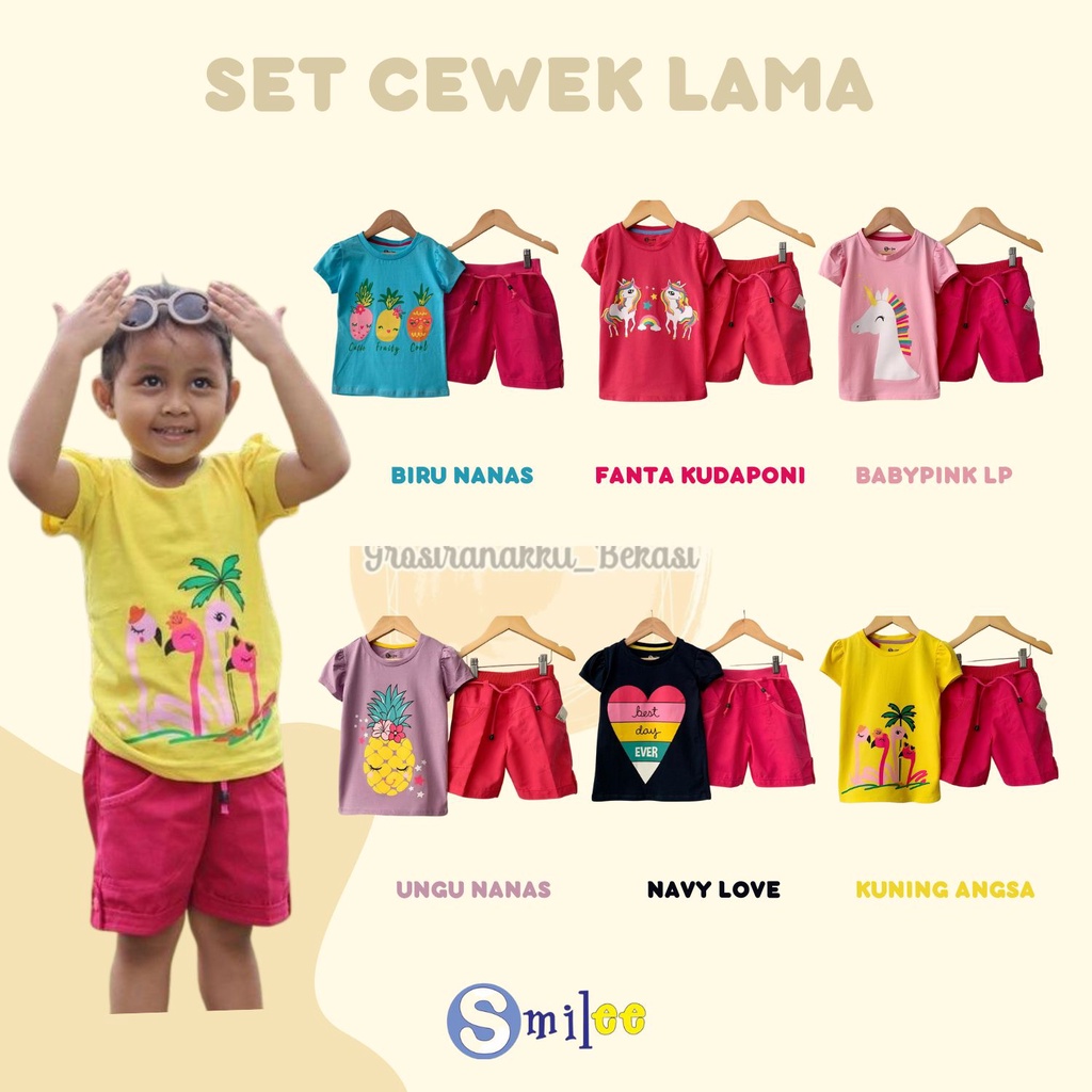 Setelan Anak Smilee Cewe Mix Warna dan Motif