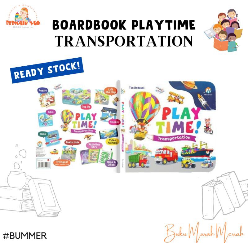 Bermainyuk - Boardbook Playtime Ramadhan Board Book Transportasi Buku Pop Up Buku Wipe Clean