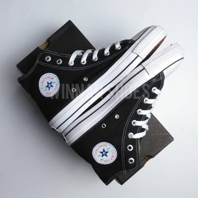  Sepatu  Compass  Hi Black White Shopee  Indonesia