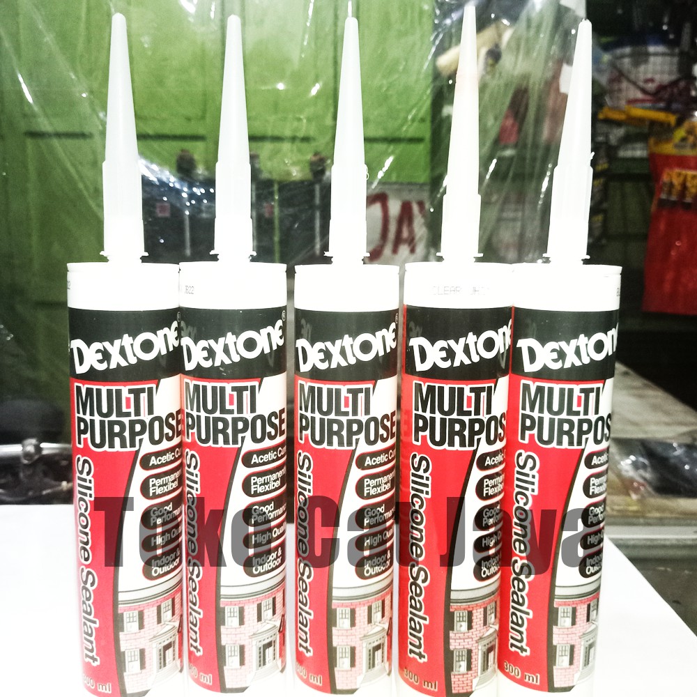 DEXTONE Silicone Sealant / lem kaca silikon 300ml / Hitam Putih Coklat Bening