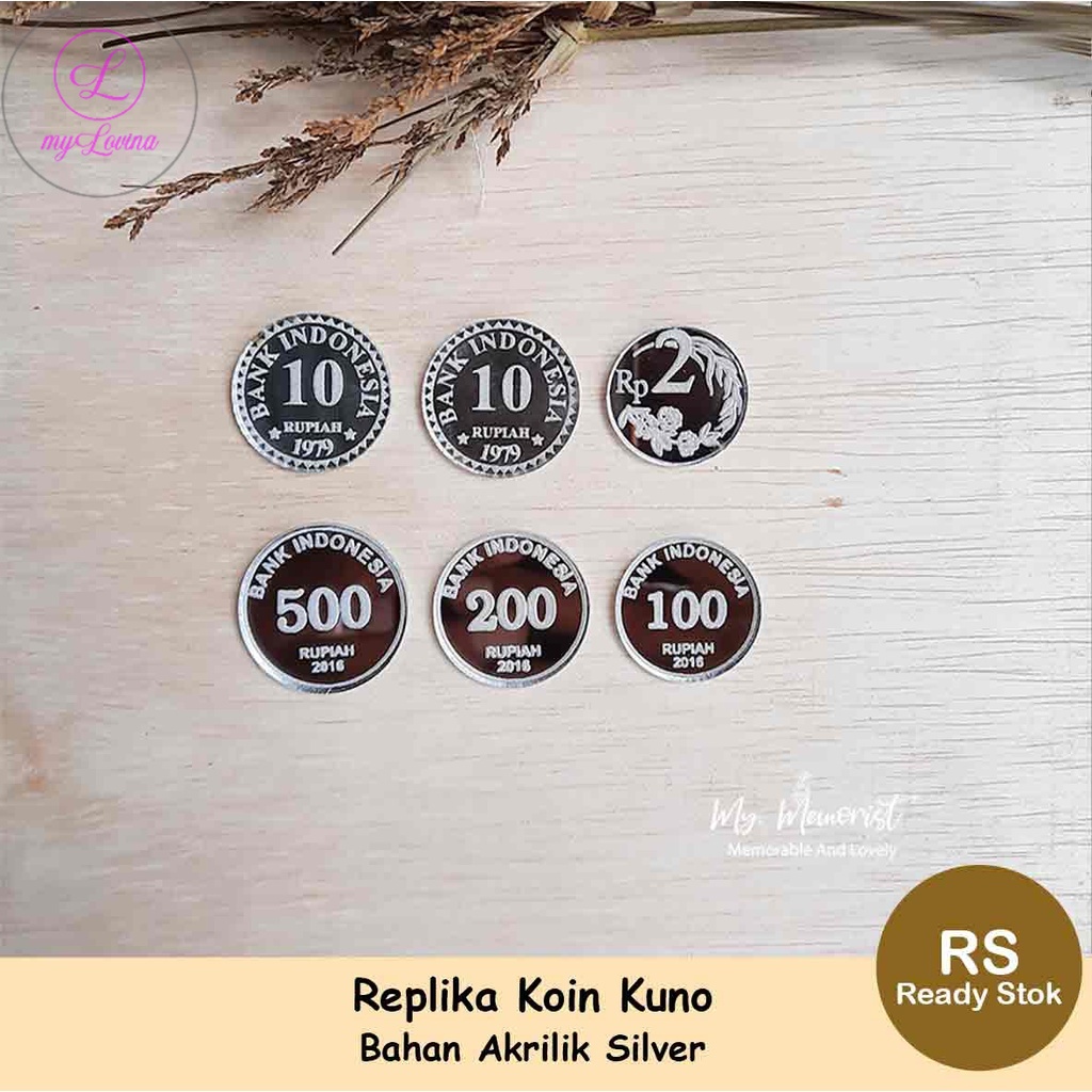 Replika Uang Koin Kuno 22 rupiah bahan mahar akrilik silver/perak