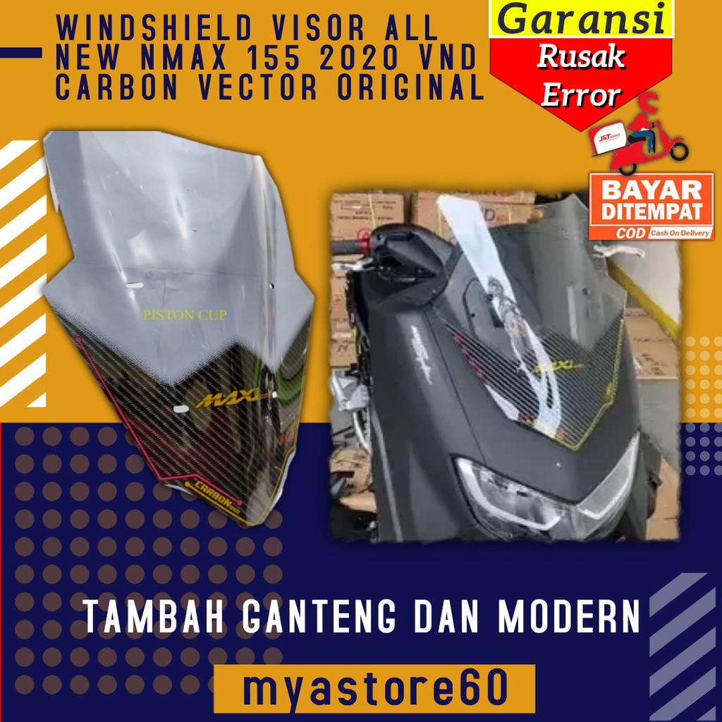 WINDSHIELD TAMENG ANGIN DEPAN COVER VISOR ALL NEW NMAX 155 2020 VND CARBON VECTOR ORIGINAL AKSESORIS