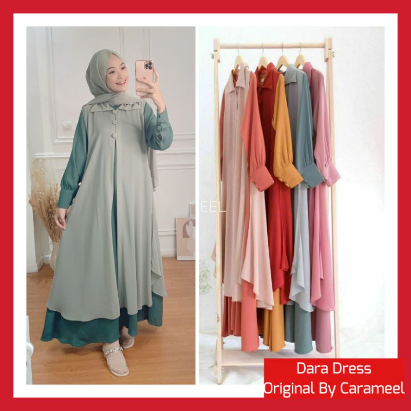Dara Dress Set Outer Dan Pashmina Busui Friendly Original By Carameel