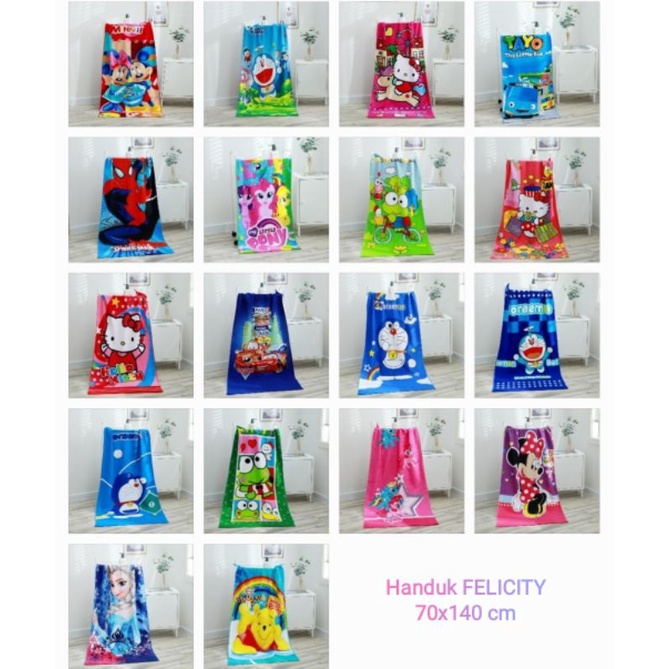 Handuk Printing Karakter Uk 70X140 CM / Handuk Mandi Anak & Dewasa