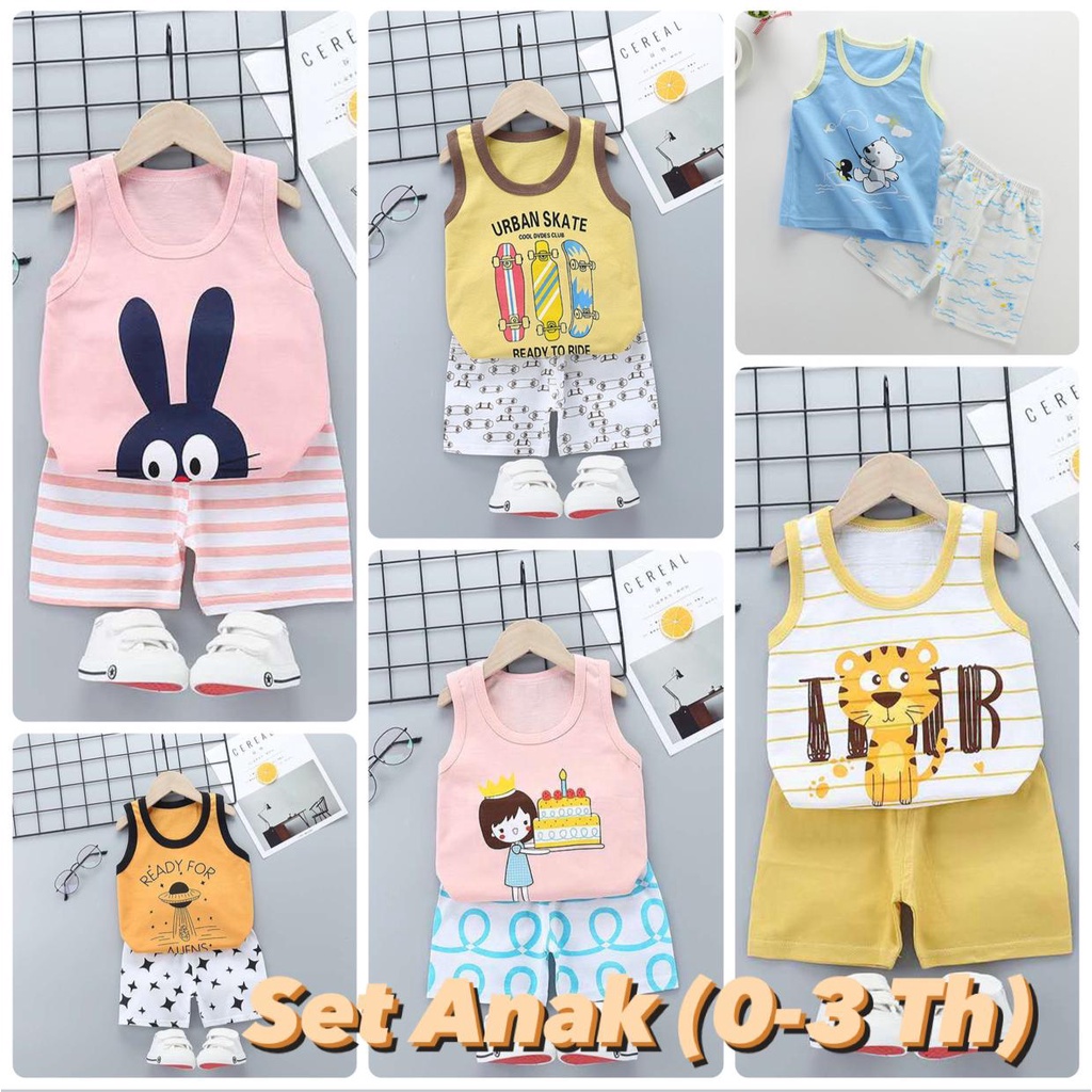 Terlaris one set anak tanpa lengan setelan anak laki-laki perempuan unisex kaos u can see ucansee co