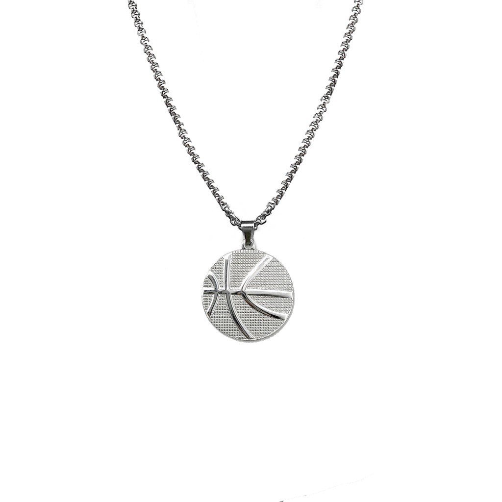 Kalung Liontin Bola Basket Bahan Titanium Steel Gaya Hip Hop