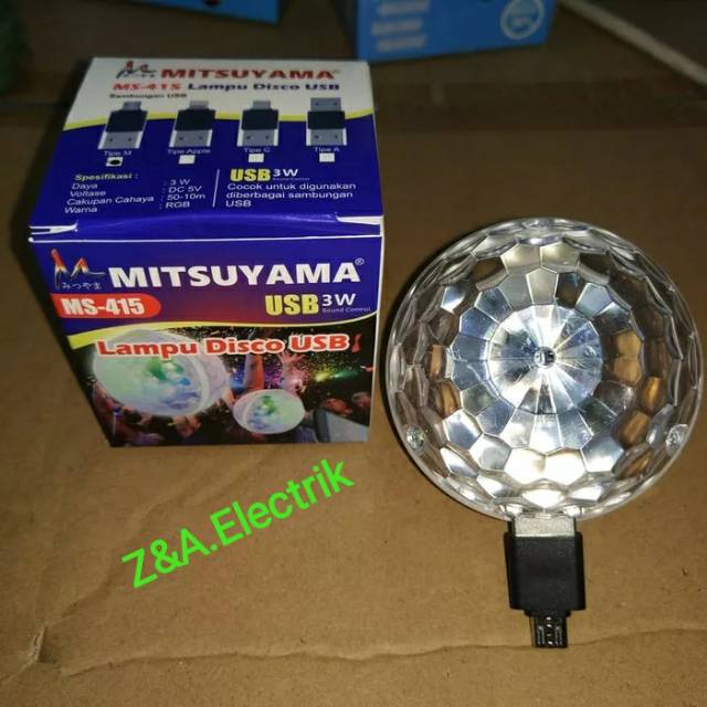 Lampu Disco Handphone MITSUYAMA MS-415  Selfi Ring LED Kelap Kelip Lampu Musik HP - Colokan  Android