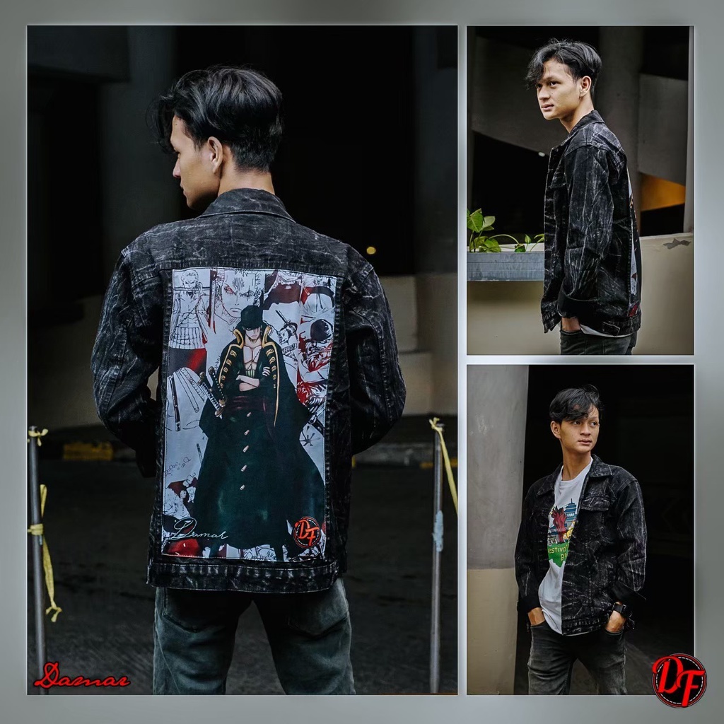 JAKET JEANS PRINTING GAMBAR ANIMASI-JAKET DENIM REMAJA GAUL KEKINIAN UKURAN L XL TERMURAH BISA BAYAR DI TEMPAT