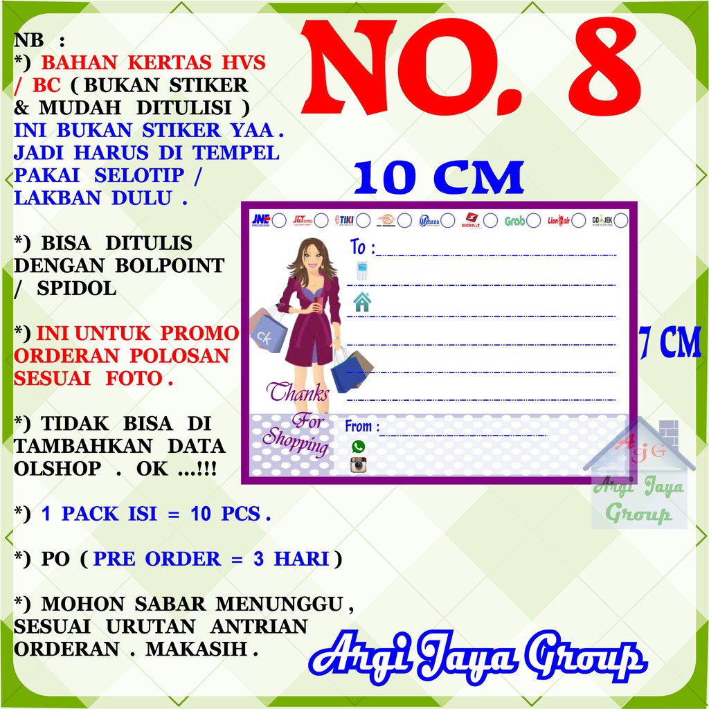 

Promo!Label Pengiriman Polosan Kertas Manila No = 8 (10x7cm) 1 Pack = 10 Pcs